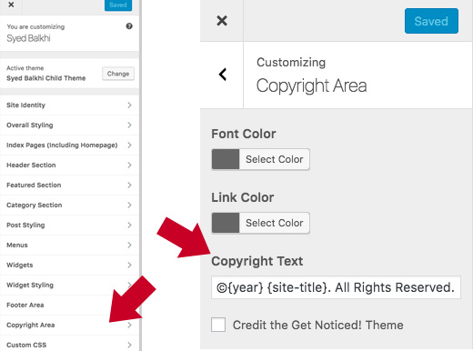 Change squarespace footer text color